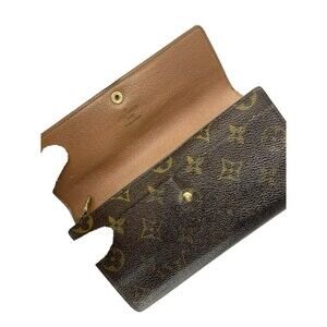 Authentic Louis Vuitton Monogram Sarah Long Bifold Wallet Brown Leather
